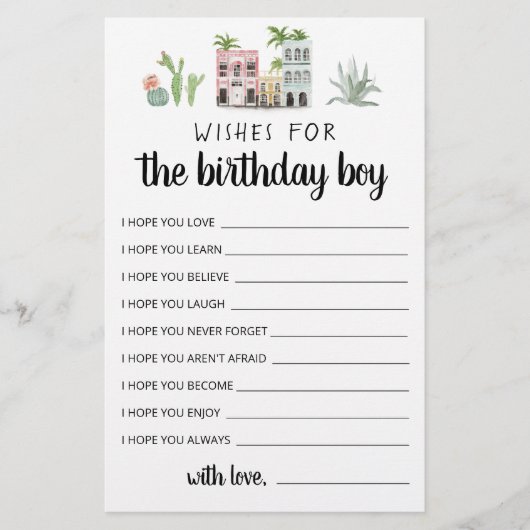 Papier Voeux Pour Le Garçon D'Anniversaire (Devant)