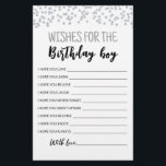 Papier Voeux pour le jeu Anniversaire Jour d'anniversaire<br><div class="desc">Achetez cette carte et profitez de la haute qualité Voeux pour la carte garçon d'anniversaire pour votre événement! Confetti en argent.</div>