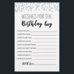 Papier Voeux pour le jeu Anniversaire Jour d'anniversaire<br><div class="desc">Achetez cette carte et profitez de la haute qualité Voeux pour la carte garçon d'anniversaire pour votre événement! Confetti en argent.</div>