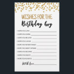Papier Voeux pour le jeu Anniversaire Jour d'anniversaire<br><div class="desc">Achetez cette carte et profitez de la haute qualité Voeux pour la carte garçon d'anniversaire pour votre événement! Confetti d'or.</div>