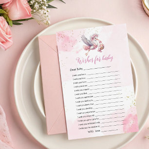 Papier Vœux pour le jeu de douche de bébé Fille aux cigog