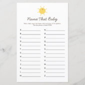 Papier Voici Le Nom Du Baby shower Sun Qui Bébé Jeu (Devant)