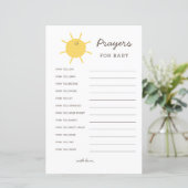 Papier Voici Les Prières Du Baby shower Soleil Pour Bébé (Debout devant)