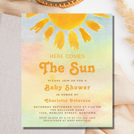 Papier Voici L'Invitation Du Baby shower Soleil