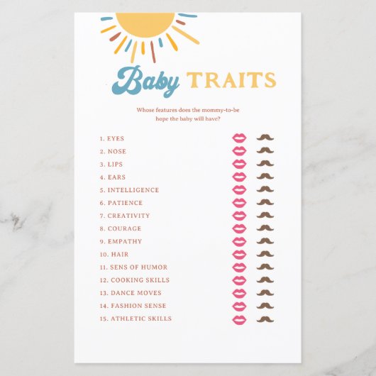 Papier Voici venir le fils Traits de bébé Jeu (Devant)