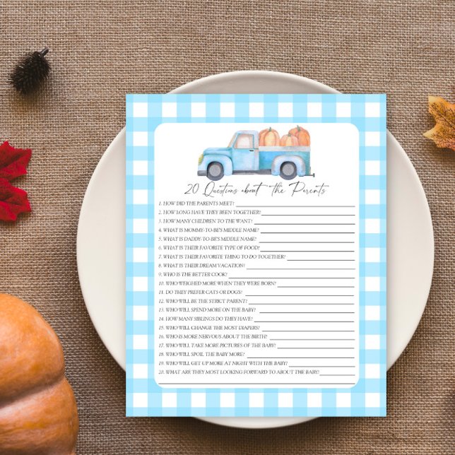 Papier Voiture bleu citrouille - 20 questions sur les Par (Créateur téléchargé)