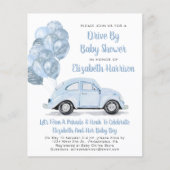 Papier Voiture Bleue Budget Par Baby shower Invitation (Devant)