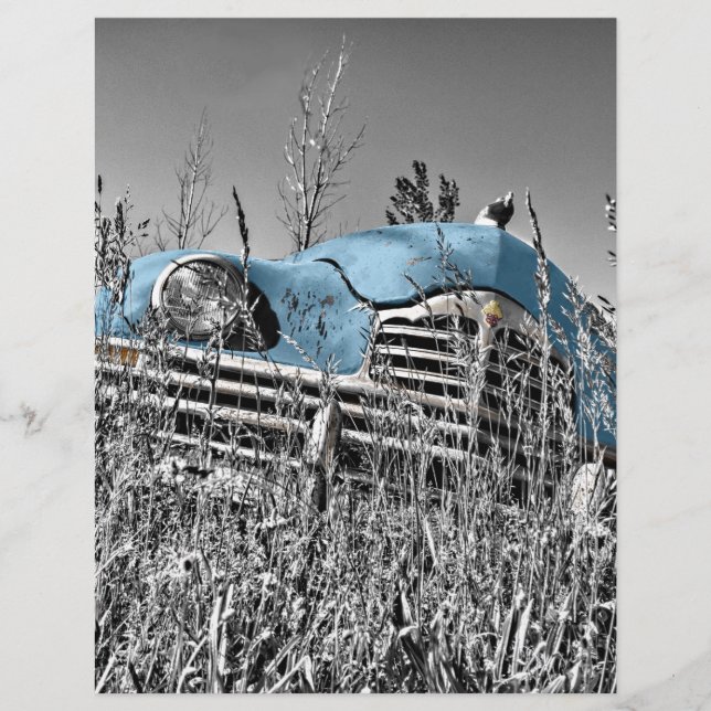Papier Voiture bleue vintage (Devant)