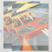 Papier Voiture futuriste de science-fiction vintage (Devant / Derrière)