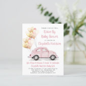 Papier Voiture rose Budget Par Baby shower Invitation (Debout devant)