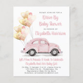 Papier Voiture rose Budget Par Baby shower Invitation (Devant)