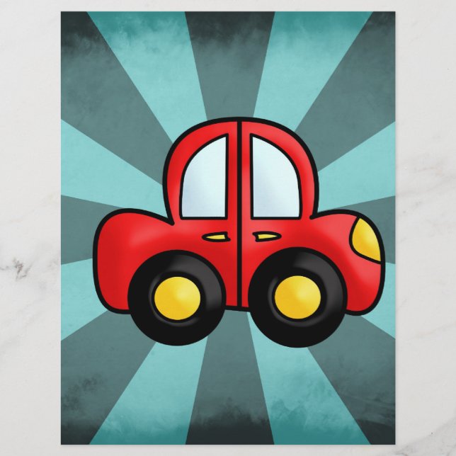 Papier Voiture rouge vintage (Devant)