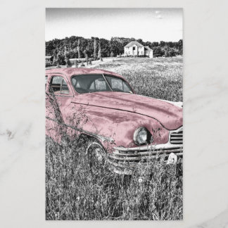 Papier Voiture vintage classique rose