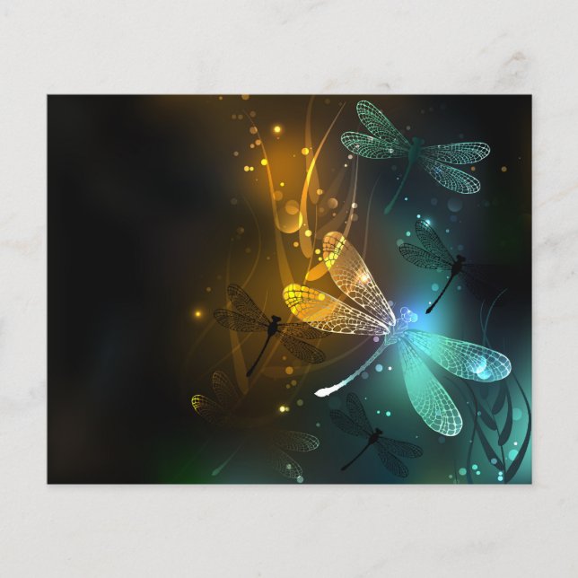 Papier Vol de libellule verte lumineuse (Devant)