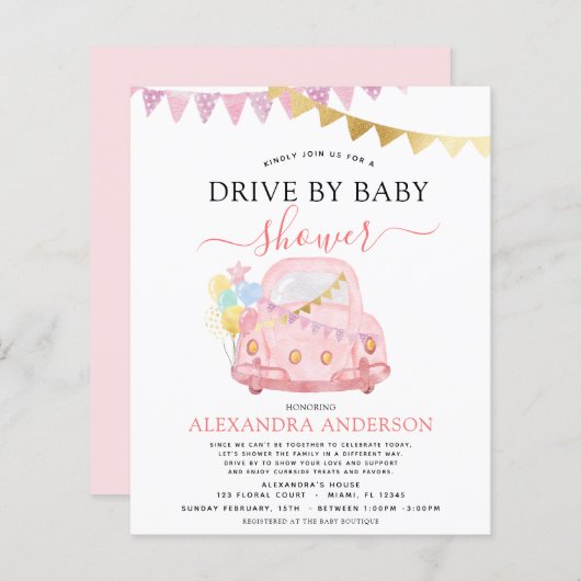 Papier Volet Budget Par Baby shower Rose (Devant / Derrière)