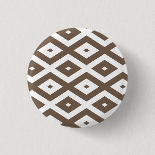 Papier voor bruin en wit diamant ronde button 3,2 cm