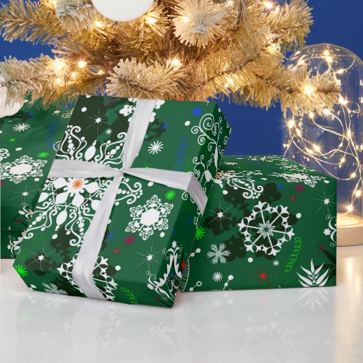 Papier voor het inpakken van groene kerstsnowflake (Feestdagen)
