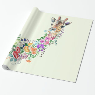 papier voor het verpakken van bloemige Giraffe