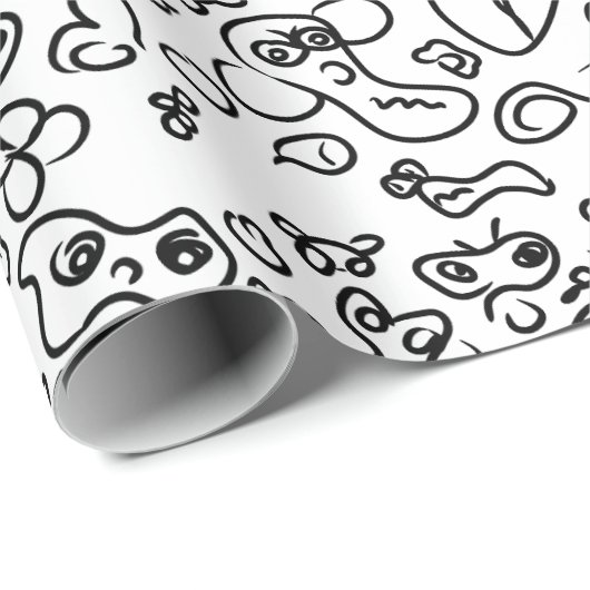 Papier voor het verpakken van zwarte en witte doed (Rol Hoek)