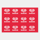 Papier voor kerstinpakken met padel racket inpakpapier vel (Voorkant 2)