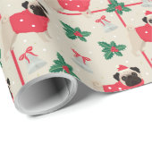 Papier voor kerstverdringing met puggy-kerst (Rol Hoek)