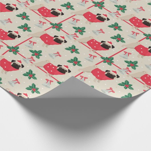 Papier voor kerstverdringing met puggy-kerst (Hoek)