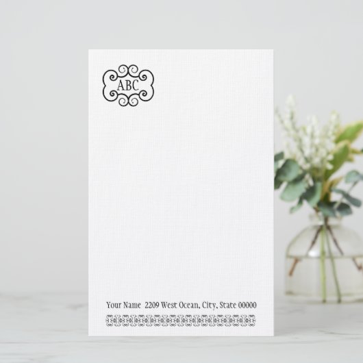 Papier voor schrijfpapier/wit kleurenmonogram (Staand voorkant)