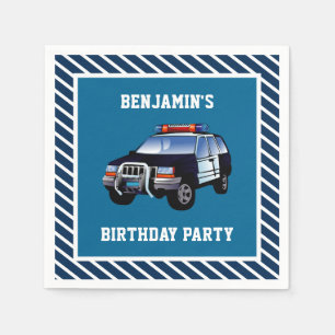 Papier voor verjaardagsfeestje politieauto servet