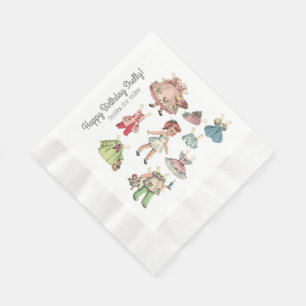 Papier Votre nom et message poupée vintage serviette en p