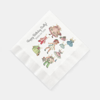Papier Votre nom et message poupée vintage serviette en p