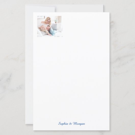 Papier Votre photo et nom(s) en Script bleu (Devant)