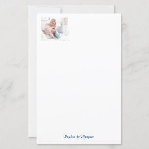 Papier Votre photo et nom(s) en Script bleu