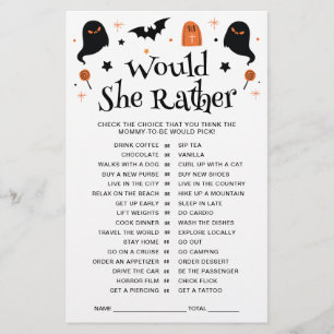 Papier Voudrait-Elle Plaire Halloween Baby shower Jeu