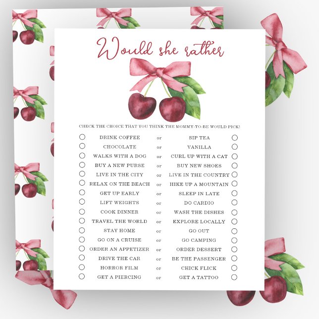 Papier Voudrait-elle plutôt Cherries baby shower jeu (Créateur téléchargé)