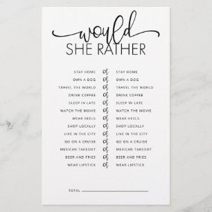 Papier Voudrait-Elle Plutôt Fête des mariées Jeu