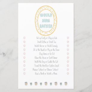 Papier Voudrait Maman Plutôt Aventure Baby shower Jeu
