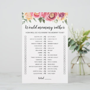 Papier Voudrait Maman Plutôt Baby shower Jeu