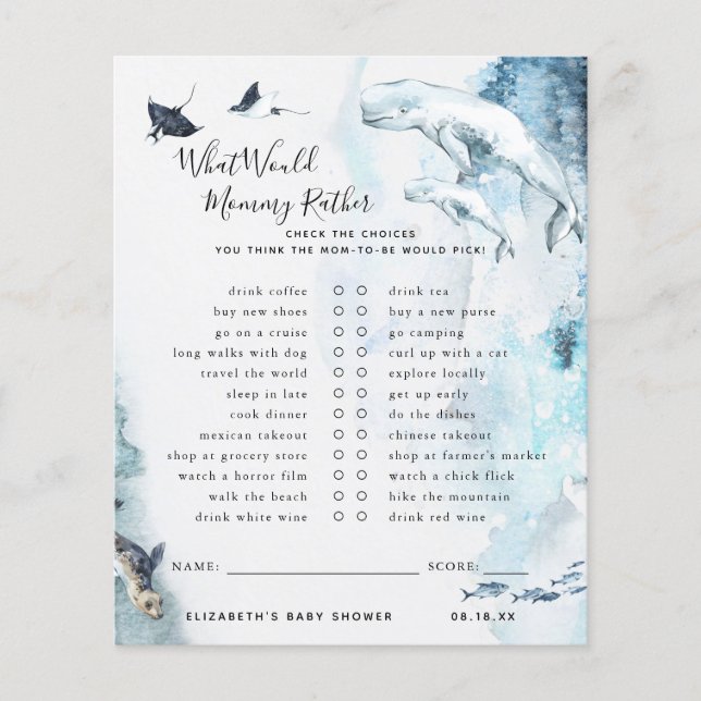 Papier Voudrait Maman Plutôt | Jeu Baby shower (Devant)