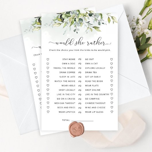 Papier Voulait-elle plutôt le jeu de douche nuptiale