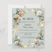 Papier Vow renouveau sauge vert or invitation florale (Devant)