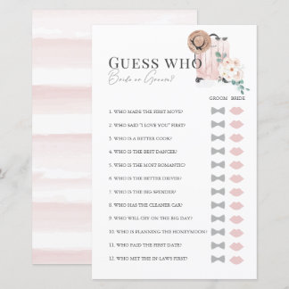Papier Voyage Fête des mariées de valise rose Devinez Qui