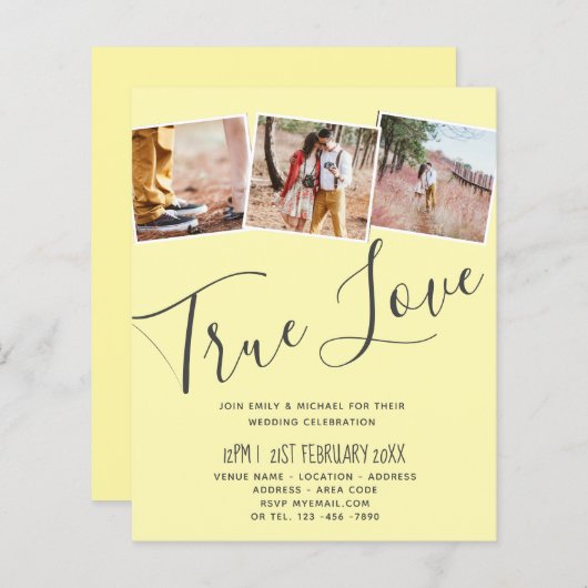 Papier Vrai Amour ENGAGEMENT Partie Invitations Enregistr (Devant / Derrière)