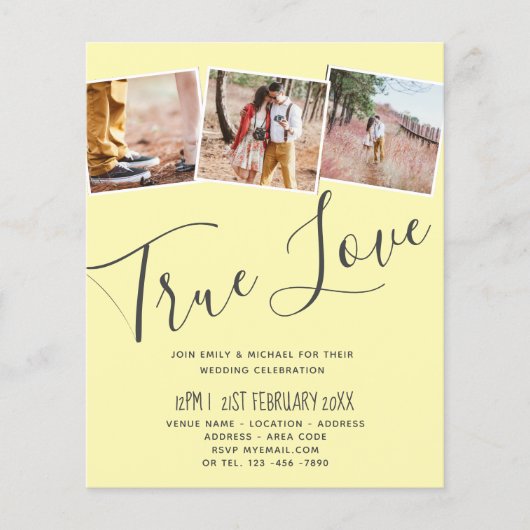 Papier Vrai Amour ENGAGEMENT Partie Invitations Enregistr (Devant)
