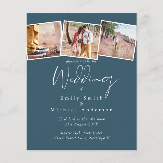Papier Vrai couleurs PHOTO Collage Mariage Invitations bu (Devant)