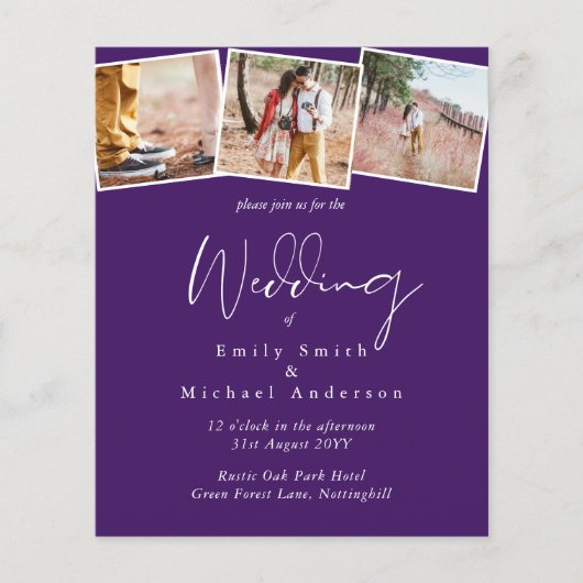 Papier Vrai couleurs PHOTO Collage Mariage Invitations bu (Devant)