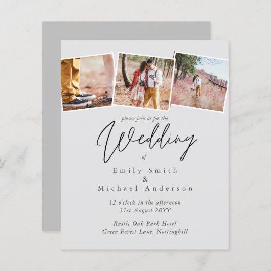 Papier Vrai couleurs PHOTO Collage Mariage Invitations bu (Devant / Derrière)