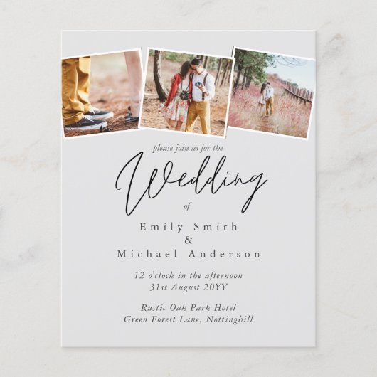 Papier Vrai couleurs PHOTO Collage Mariage Invitations bu (Devant)