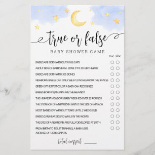 Papier Vrai ou faux Étoiles de jeu et Baby shower de lune