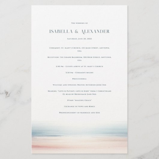 Papier Wailea Wedding Program (Devant)