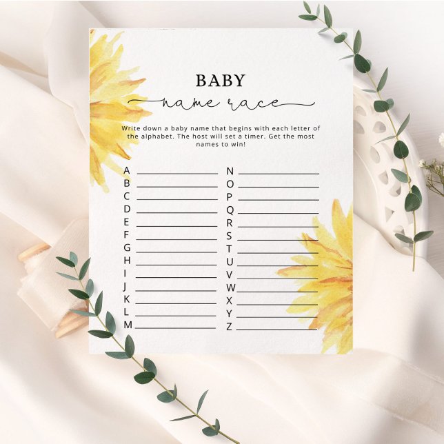 Papier Watercolo tournesol jeu de nom de bébé (Créateur téléchargé)